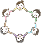 複数の子どもが輪になる イラスト