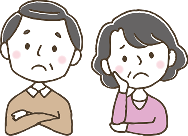 悩んでいる男女のイラスト